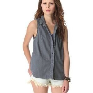 Free People Gray Linen Sleeveless Top size XS